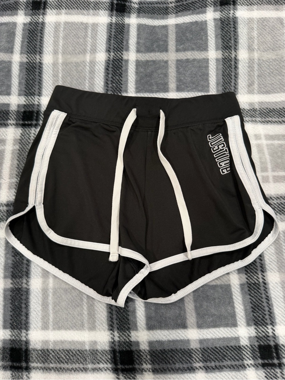 Justice Black Athletic Shorts with White Trim